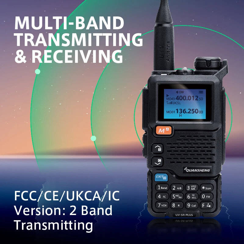 Quansheng UV-5R PLUS Walkie Talkie 5W Air Band Radio Charge UHF VHF DTMF FM Scrambler NOAA Wireless