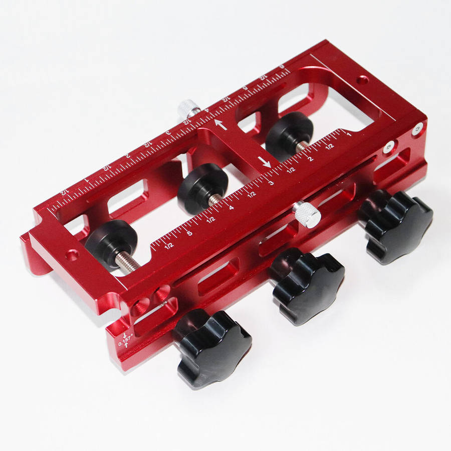 Red - ENJOYWOOD Door Hinge Jig Door Hinge Template Kit for Router Adjustable Mortise Jig for Multipl
