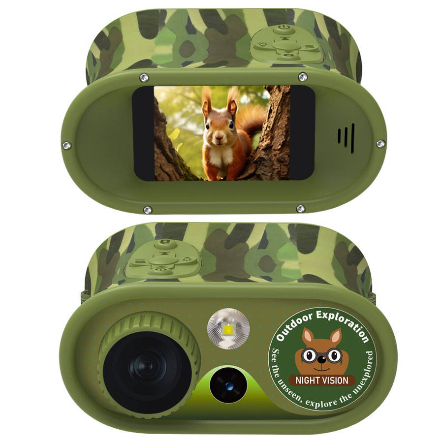 Green - Kids Teens Night Vision Binoculars with 2.4 inch Display 8X Zoom and 5W Tactical LED Light B