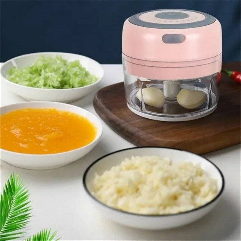 White - 100ml Wireless Electric Garlic Masher Press Stirrer Chopper Rechargeable Onion Multi-functio