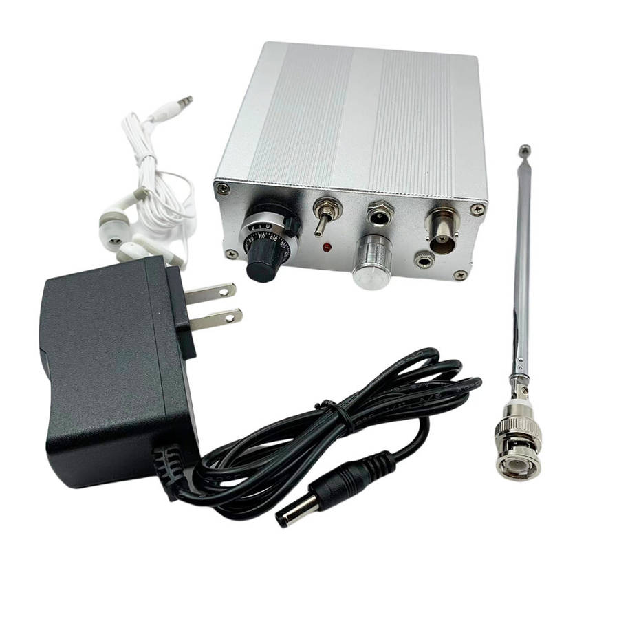 Grey - AM Receiver 118-136MHz Aviation Band Radio Built-In Lithium Battery VHF Antenna Airplane Comm