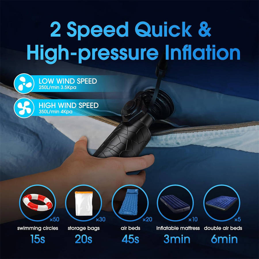 Black - Mini Electric Air Pump For Inflatables Portable Air Mattress Pump Rechargeable Air Pump For