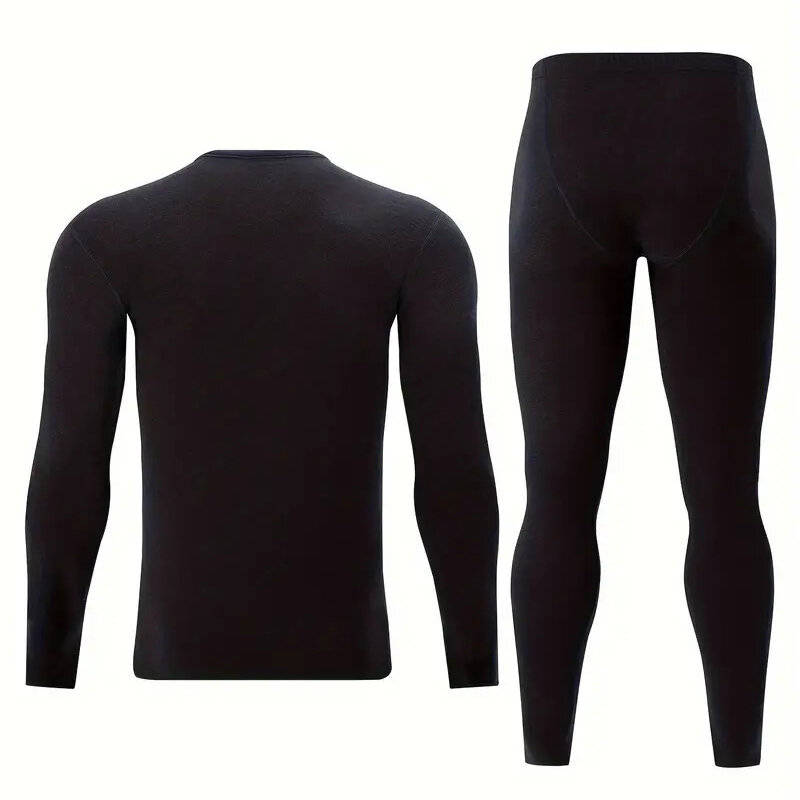 M - TENGOO 2 Pcs Men's Warm Compression Base Layer, Thermal Underwear Set, Long Johns Set, Moisture