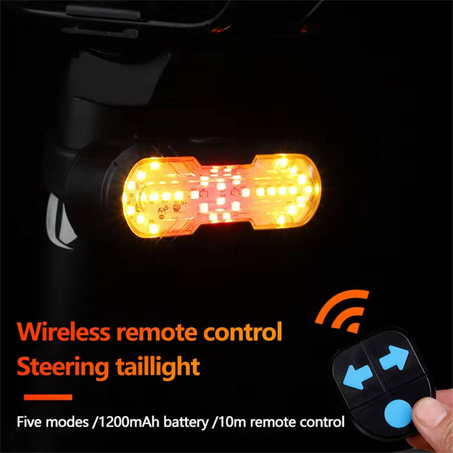 Black - BIKIGHT 2 in 1 Wireless Remote Warning Turn Bike Taillight 5 Iighting Modes 70dB Loud Bell 1