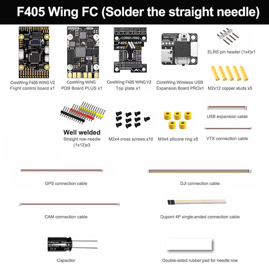 Solder Needle, pre-soldered XT60 Plug - COREWING F405 Wing APP V2 Flight Controller Supports VTOL Ar