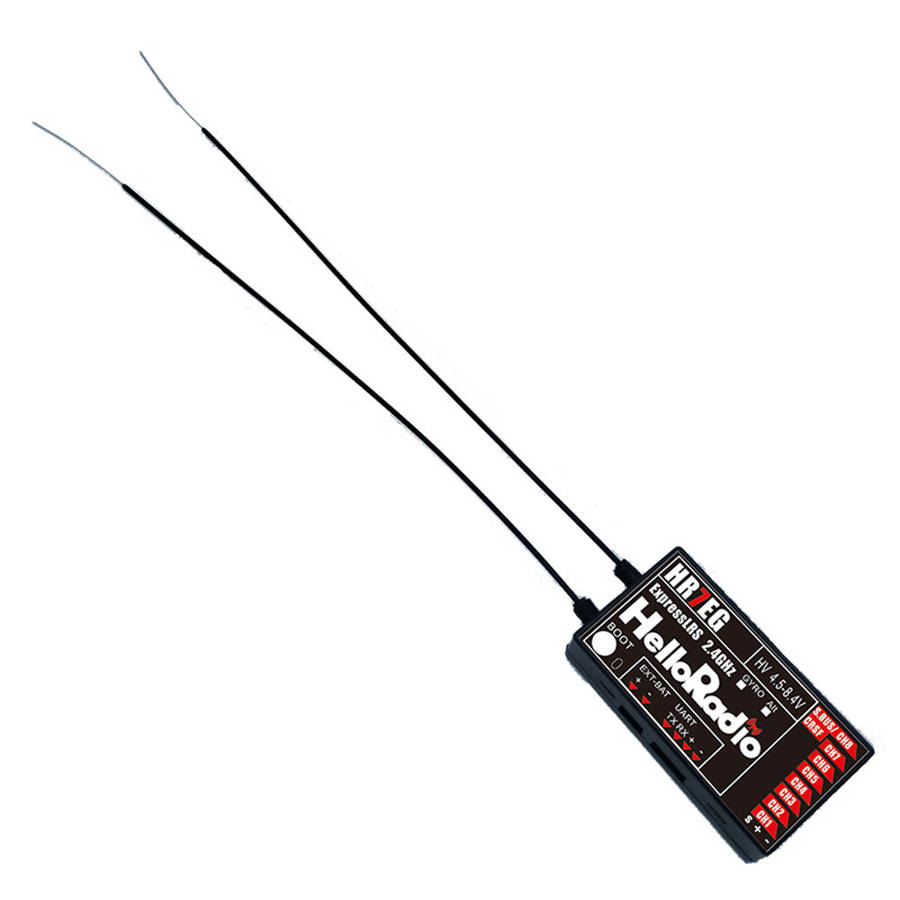 Black - HelloRadioSky HR7EG 2.4GHz ELRS 8CH Dual Antenna PWM Receiver for RC Airplane Car Boat Tank
