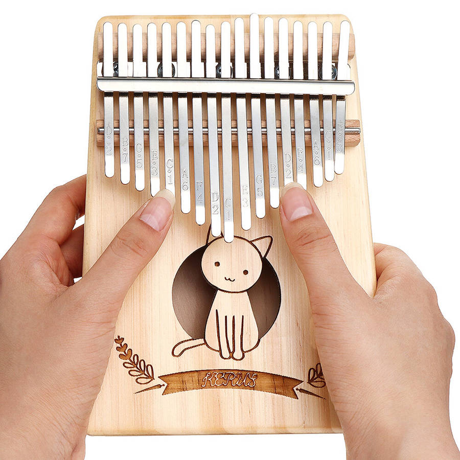 Kerus 17 Keys Thumb Piano Kalimbas Mahogany Finger Music Instrument - A