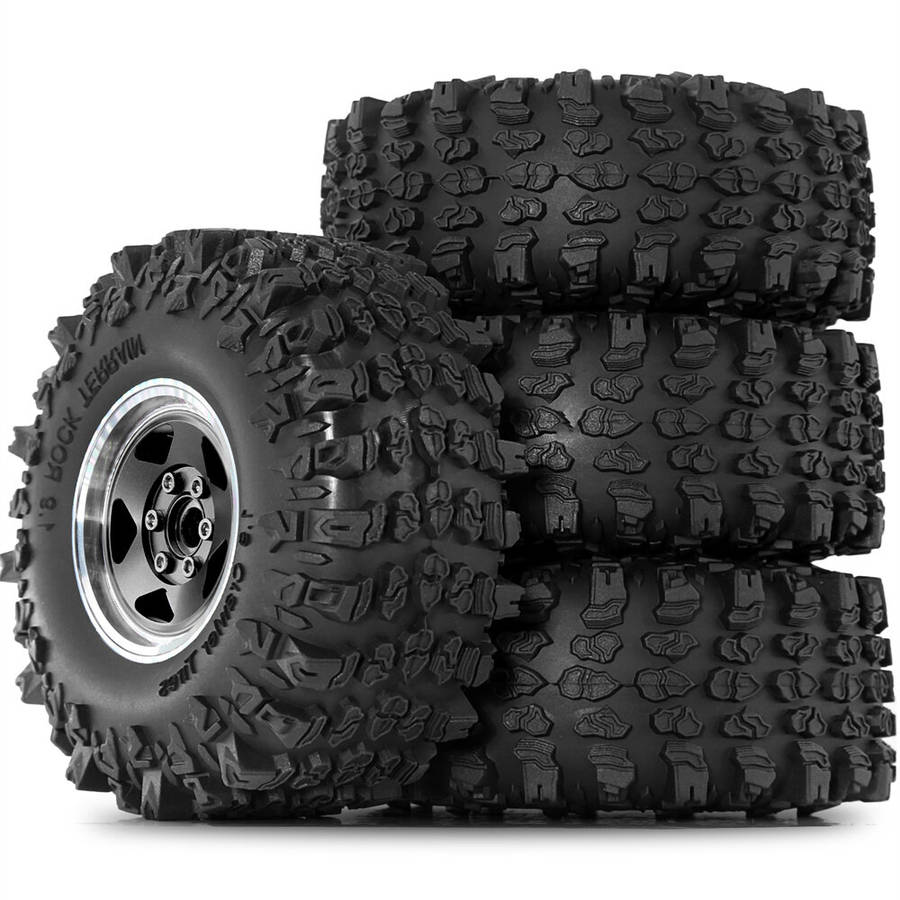 Black - 4PCS Upgraded 1.9 Inches Tires Aluminum Alloy Wheel Rims for 1/10 Axial SCX10 III Yikong YK4