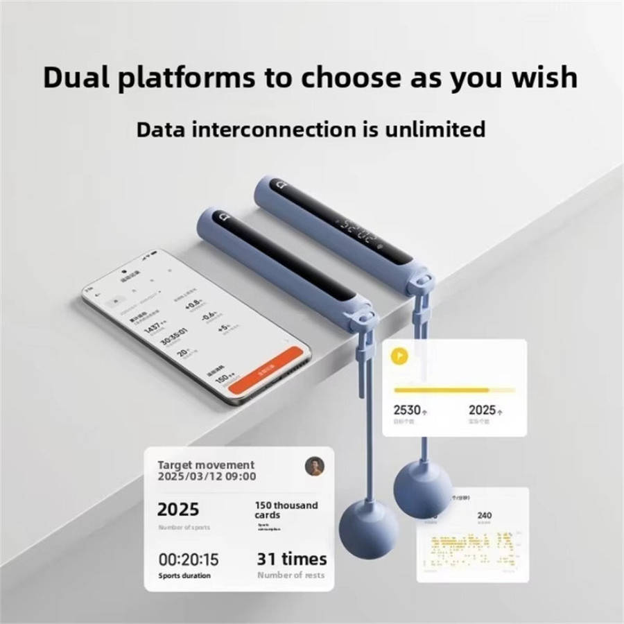 White - XIAOMI Mijia Smart Skipping Rope 2 LED Data Logging Adjustable Length Non-slip Silicone Stri