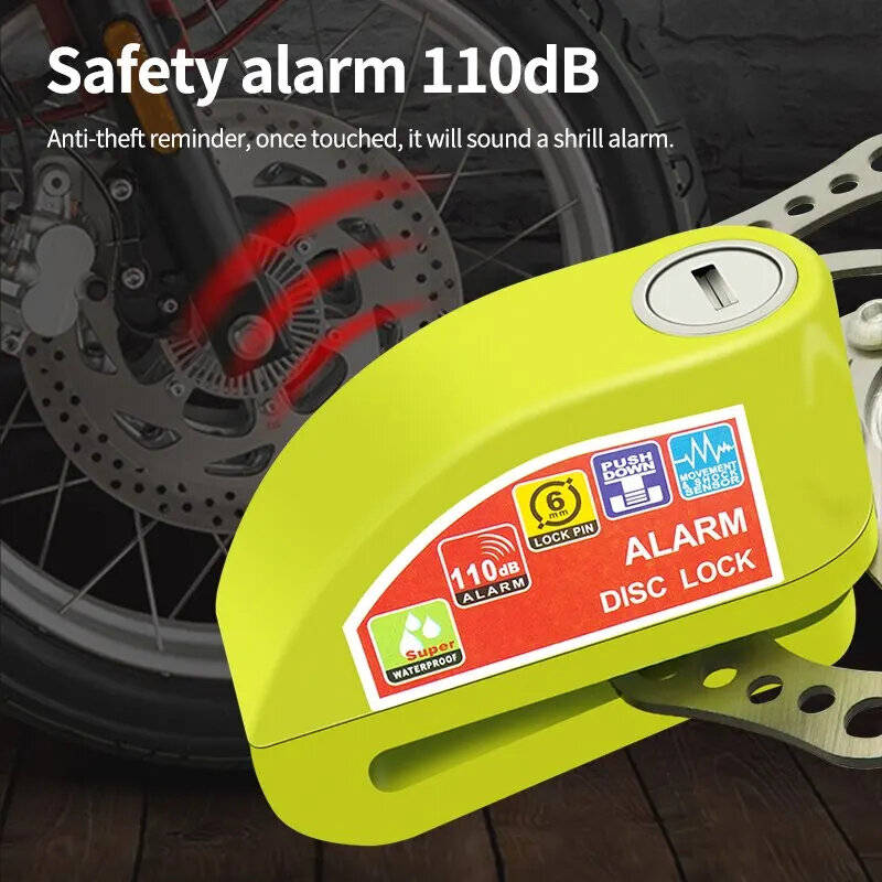Smart Bicycle Disc Brake Lock 110dB Loud Alarm Anti-thief Protection Aluminum Alloy Waterproof Remin
