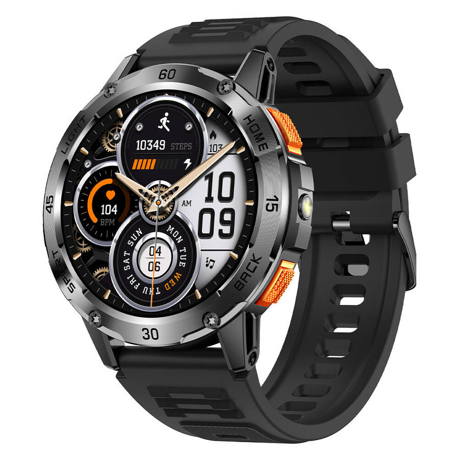 Black - BlitzWolf BW-AT7 1.53-inch Screen Built-in Flashlight bluetooth Call Heart Rate Blood Oxygen