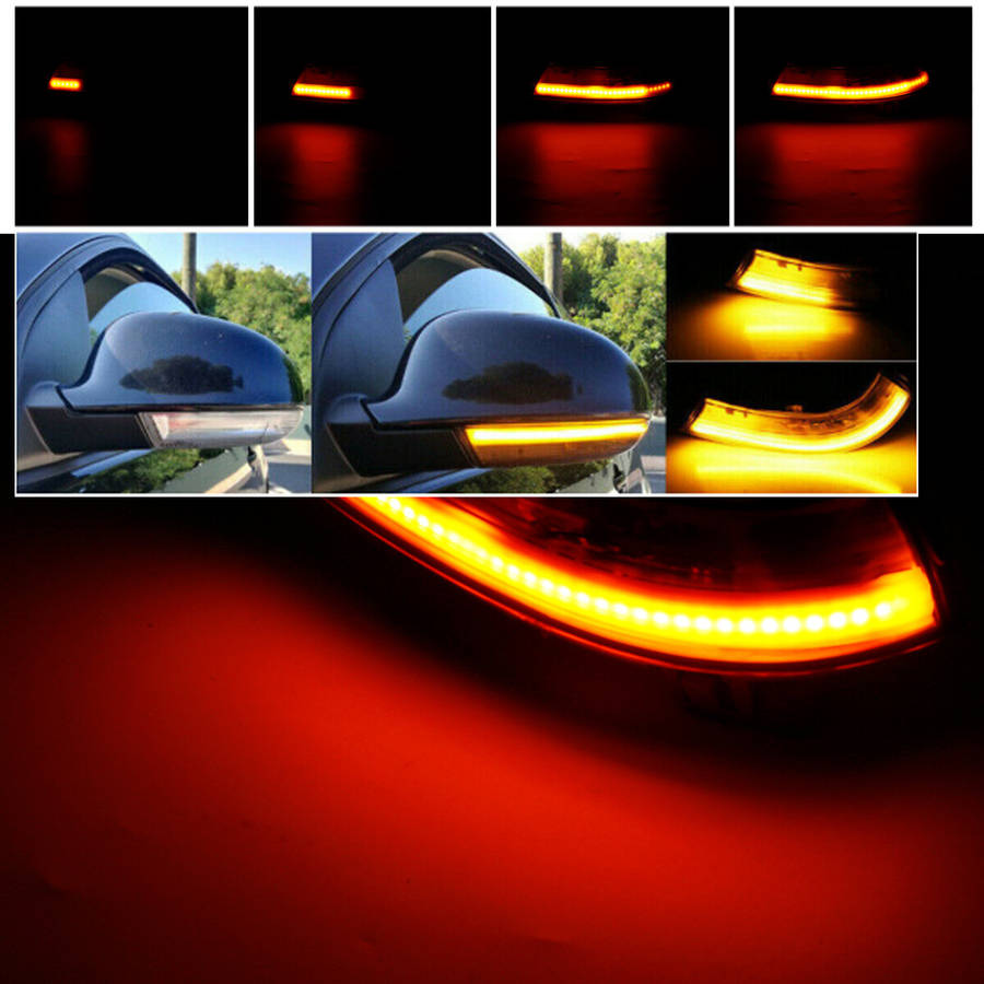 Pair Dynamic Led Turn Signal Light Mirror Indicator Lights Amber For Vw Golf 5 Jetta Mk5 Passat B6