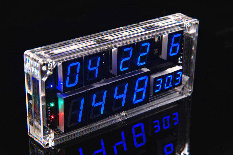 Finished product - Large Screen Voice Clock Kit Date Weekday Time Temperature Display High Accuracy