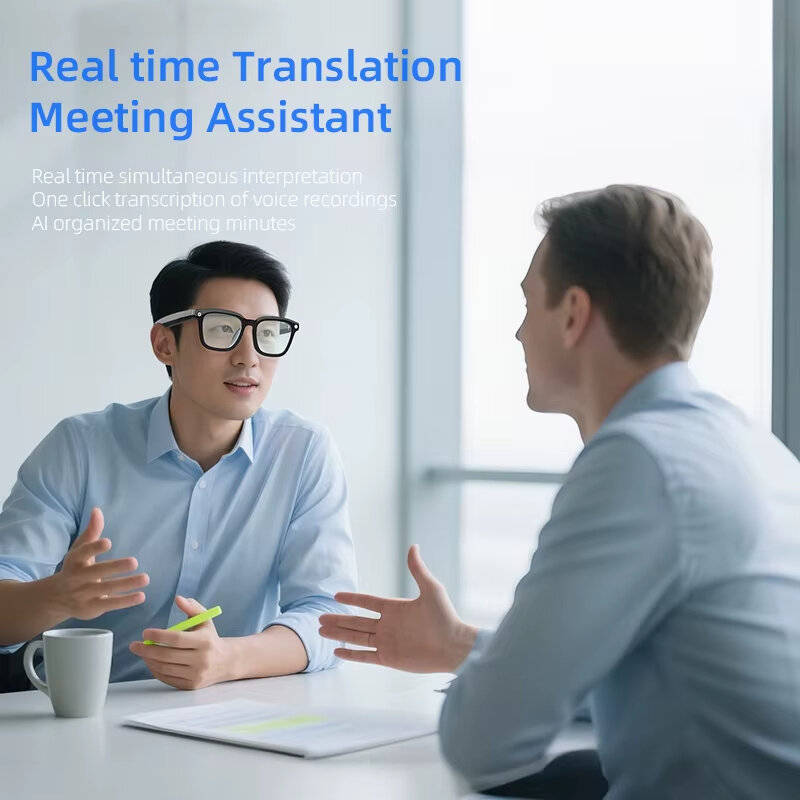 Blue lens - Senbono V03 AI Smart Glasses 500W HD 2K Video Recording Real-time Translation Noise Canc