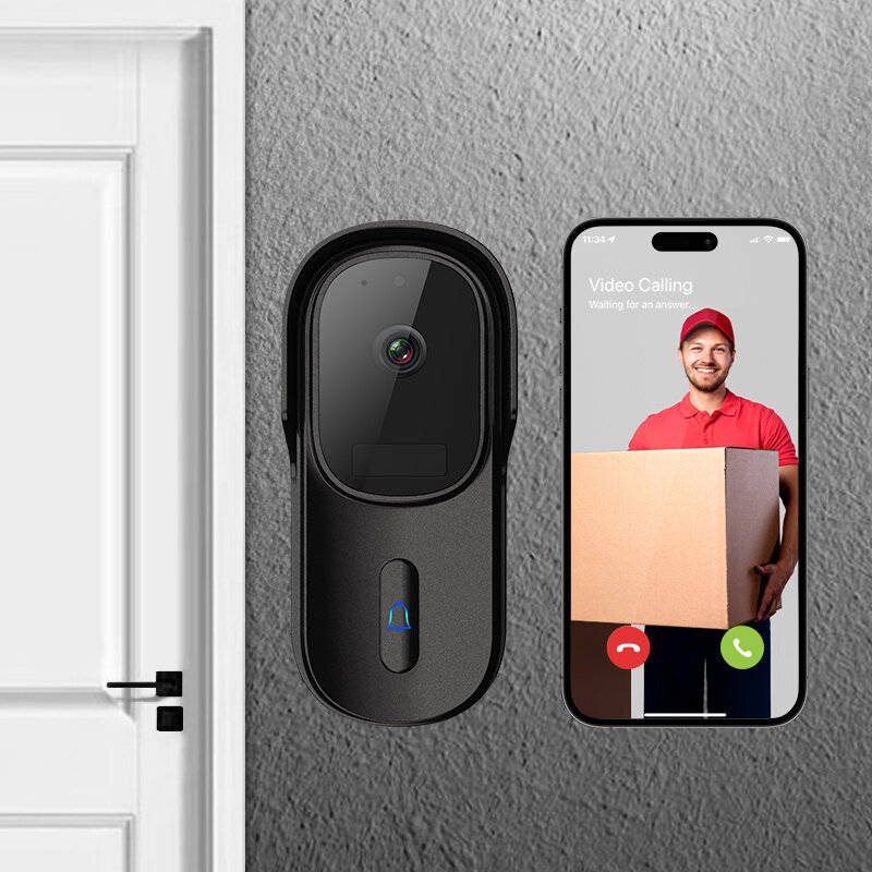 Grey - WF001S-801D 5MP Smart Camera Visual Doorbell PIR Motion Detection Two-way Audio IP65 Waterpro