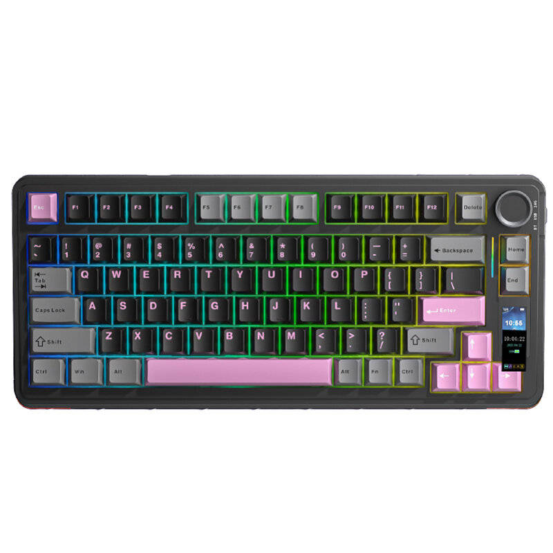 Blue/White - AULA S75 Pro Tri-mode Mechanical Keyboard with Display Screen 80 Keys 75% Layout Gasket