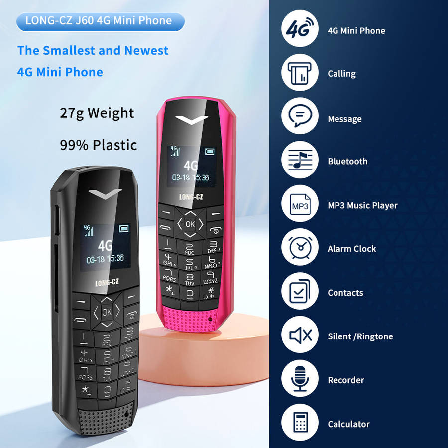 Red - LONG-CZ J60 4G GSM 0.66-Inch OLED Display Nano SIM Card 600mAh Big Button SOS Emergency Call L