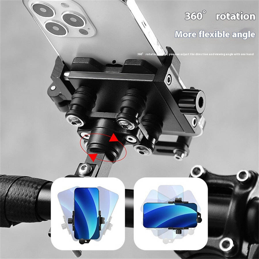 Black - BENGGUO Aluminum Alloy Bike Phone Mount Quick Release Shock-absorbing Anti-slip Universal Mo