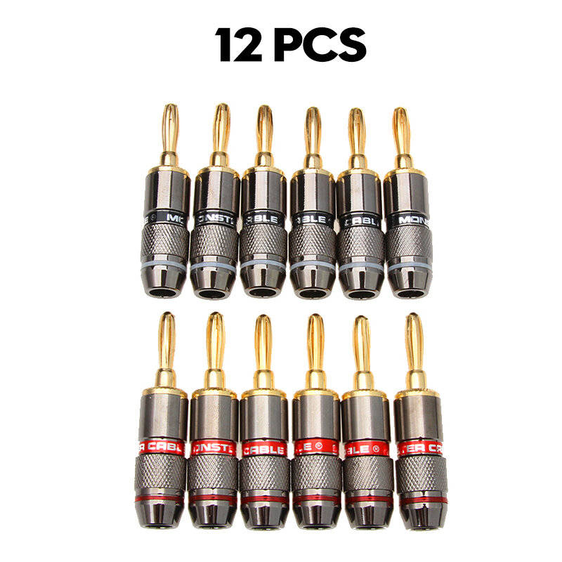 50-90VA Gold Plated Male Connector 8/12Pcs Audio Speaker Cable Wire Banana Plug...-(Quantity 12pcs )