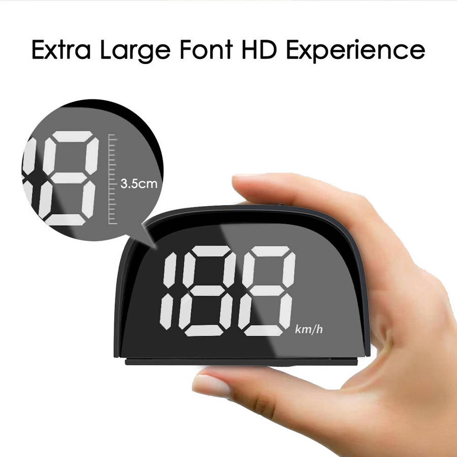 KM/H - Universal Car GPS HUD Digital Speedometer Display White Light Plug and Play Big Font Car Elec