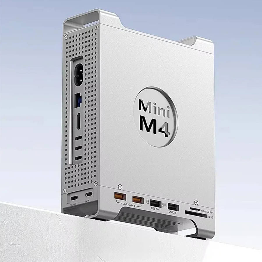 Gray - Vertical Docking Station for Mac Mini M4/M4 Pro With M.2 NVMe SSD Hard Drive Case SD/TF Port