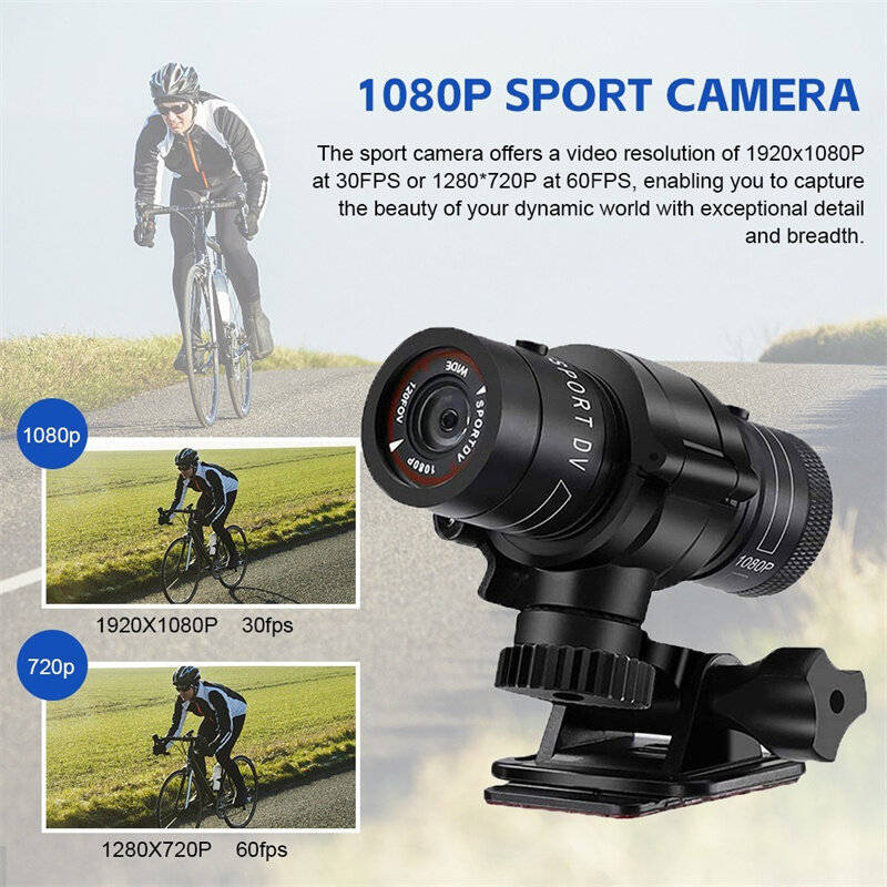 XANES 1080P Bicycle Helmet Camera 120 Wide Angle Bicycle Sports Camera IPX6 Waterproof Mini Motorcyc