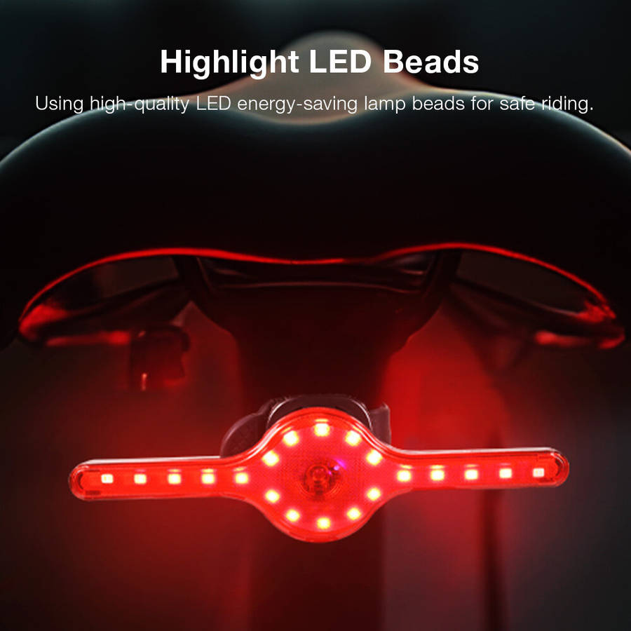 Black - LAOTIE X8 Wireless Remote Bike Turn Taillight 400mAh Battery 7 Light Modes Type-C Rechargeab