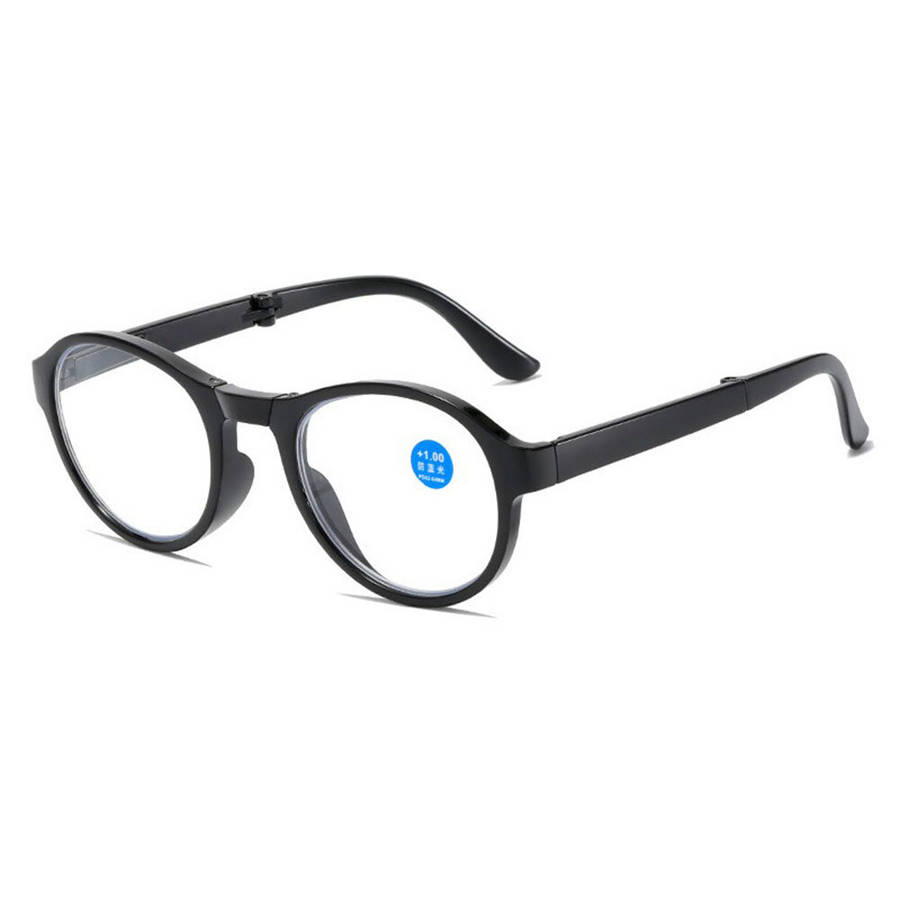 +200 - Portable Folding Reading Glasses Fashion Far-sighted Eyewear with Plastic Case Anti Blue Ultr