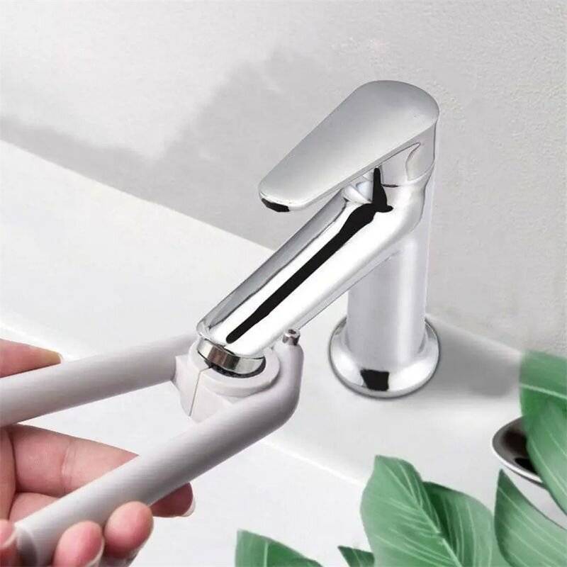 White - Adjustable Kitchen Bathroom Basin Wrench Tap Tool ABS Material Fits 21.5mm to 27mm Inner Rub