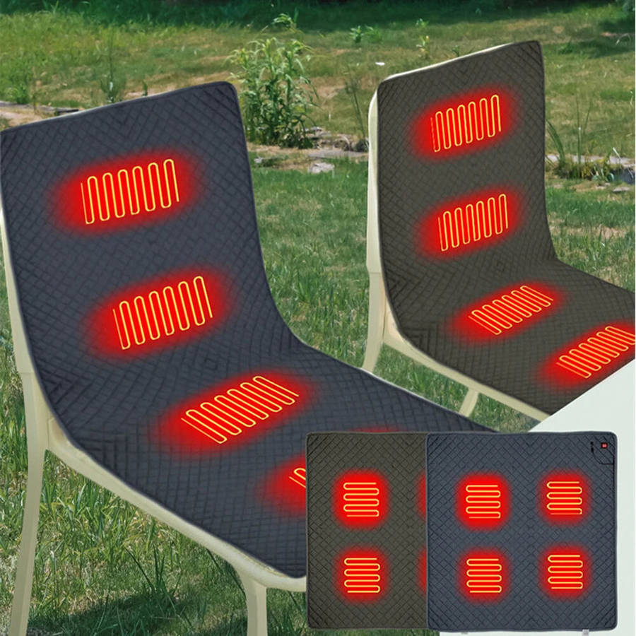45*90cm - USB Heated Cushion Fast Heating 4 Heated Areas Camping Chair Heated Cushion 3 Adjustable T