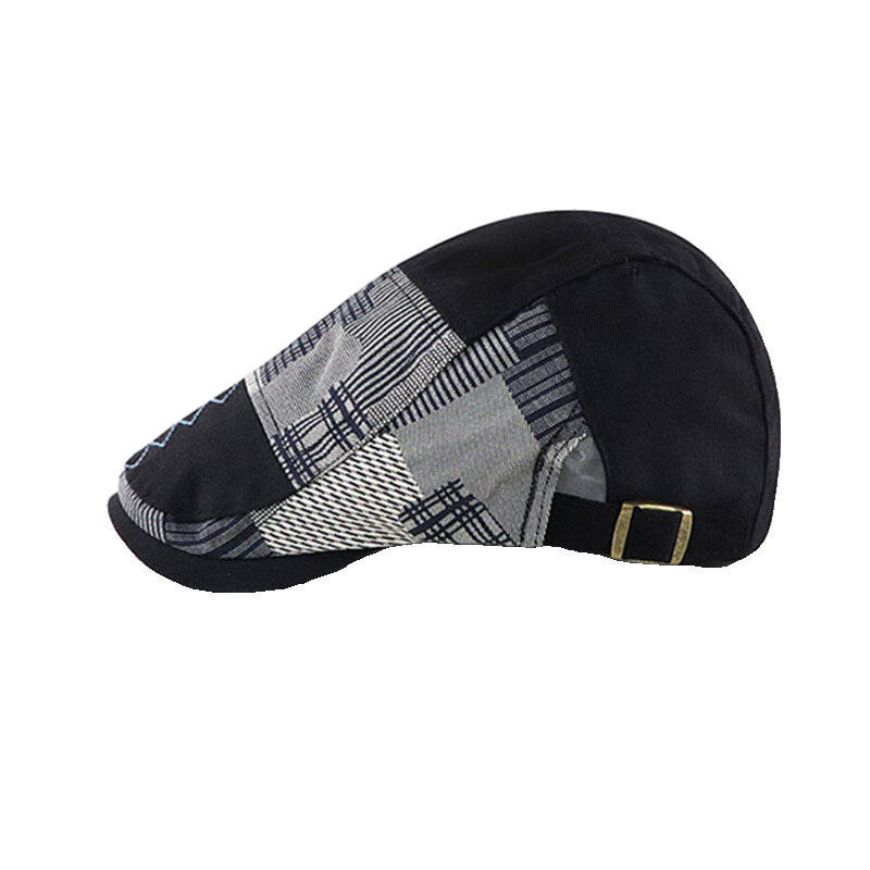 Light Grey - Collrown Men Berets Retro Patchwork Plaid hat Men's Flat Cap England Newsboy Cap Classi