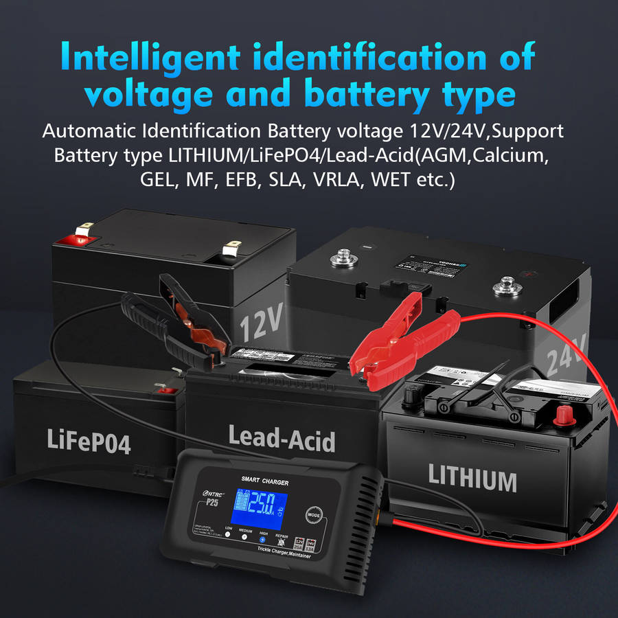 US Plug - HTRC Smart Car Battery Charger 12V 25A 24V 13A Automotive Charger Battery Maintainer Trick