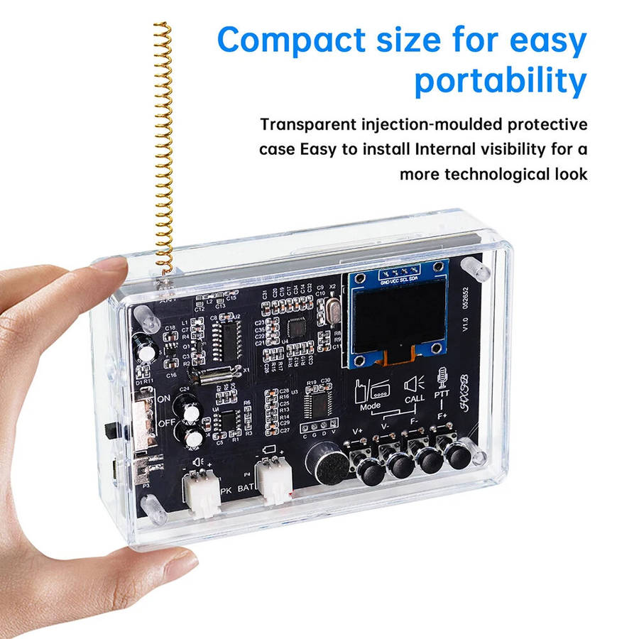 DIY Kit - DIY Smart Intercom Radio Kit Adjustable Frequency 409.85MHz 87-108MHz OLED Display FM Walk