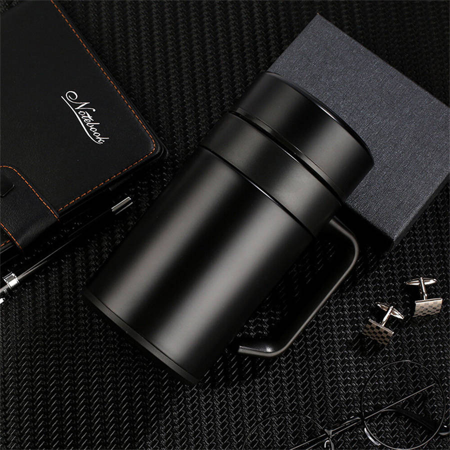 Black - IPRee 400ML 304 Stainless Steel Thermal Mug Thermos With Handle Lid Tea Filter Tea Tumber Of
