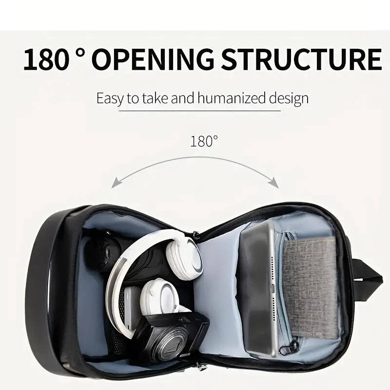Grey - Men Bag Single Shoulder Bag Multi-function Sports Slanting Chest Backpack Anti-Theft Chest Ba
