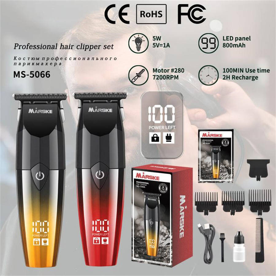 Gold - MARSKE MS-5066 Professional Hair Clipper 7200RPM Motor 800mAh Battery Cordless USB Recharge R