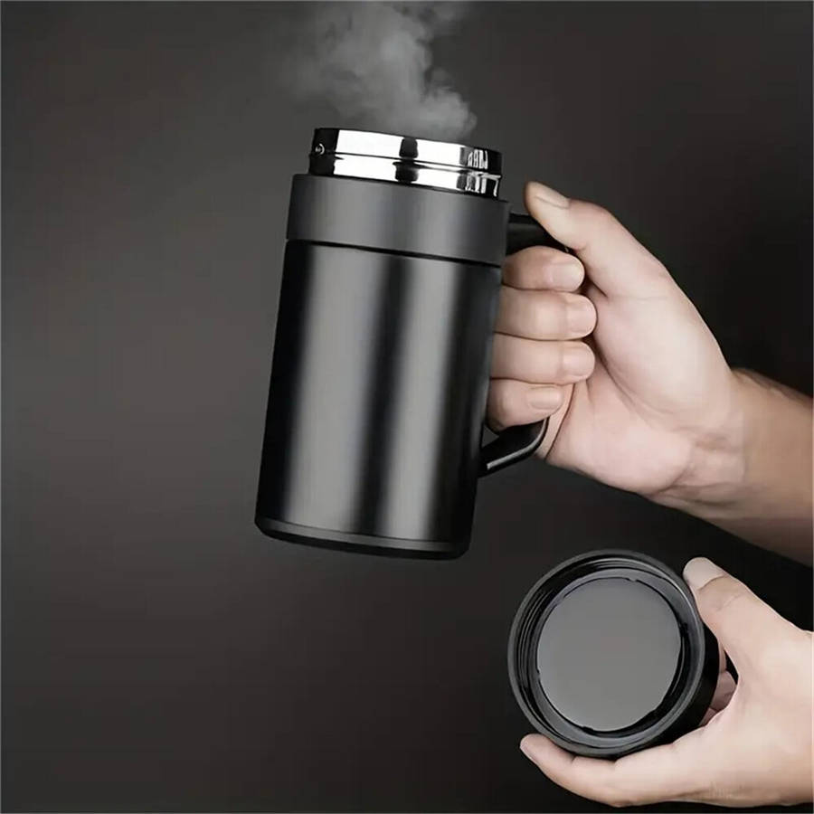 Black - IPRee 400ML 304 Stainless Steel Thermal Mug Thermos With Handle Lid Tea Filter Tea Tumber Of