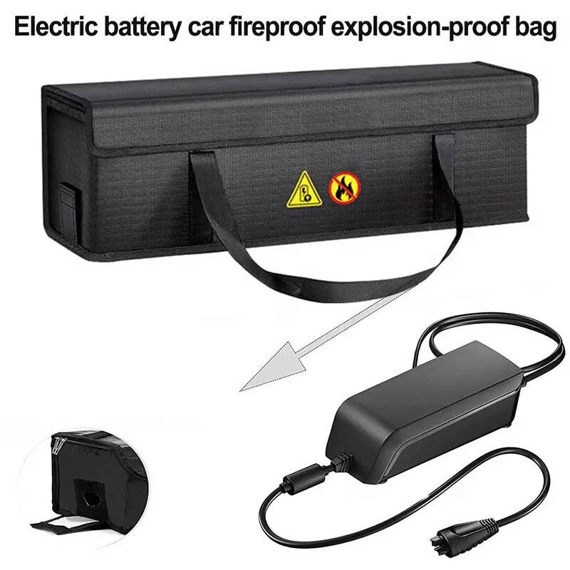 Black - XANES 49*15*15CM Lithium Battery Storage Bag for Electric Bicycle Portable Waterproof Firepr