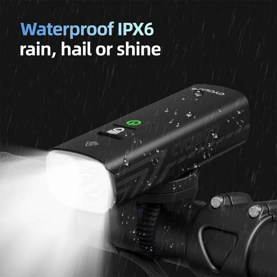 Black - CYCLAMI BR 1200 Lumens Bike Headlight 2500mAh IPX6 Waterproof Type-C Charging Front Lights f