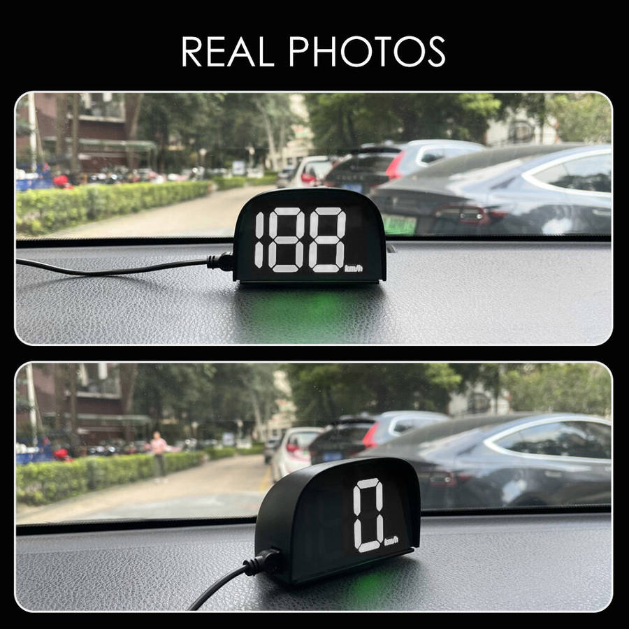 KM/H - Universal Car GPS HUD Digital Speedometer Display White Light Plug and Play Big Font Car Elec