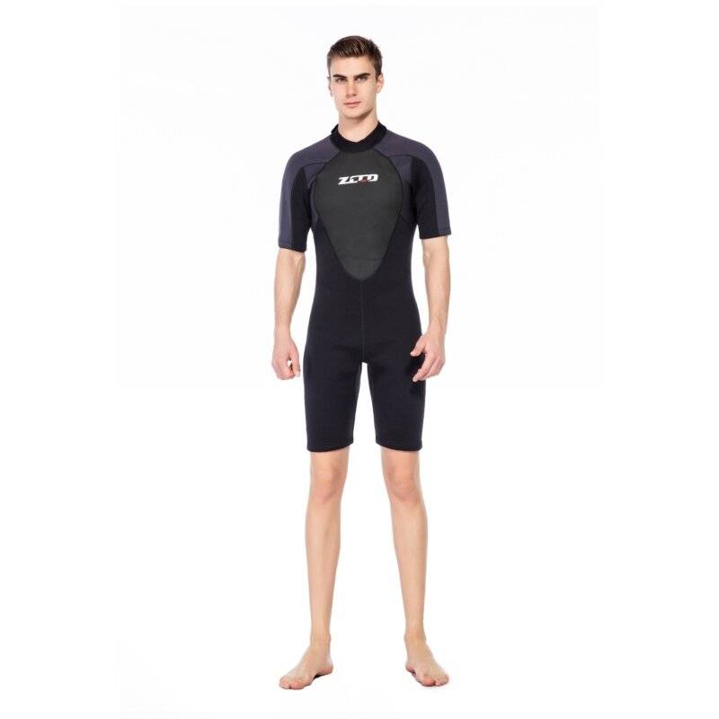M - ZCCO 3mm Warm Wetsuit Neoprene Elastic Surfing Snorkeling Short Sleeves Diving Suit for Spearfis
