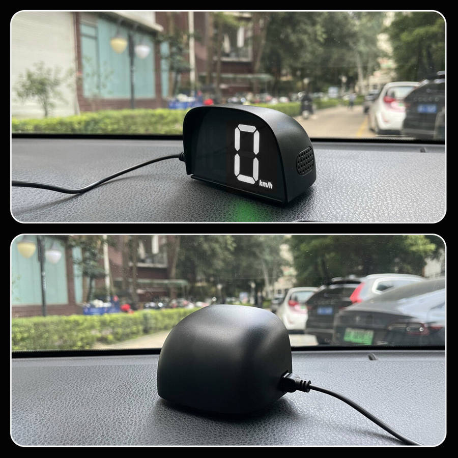 KM/H - Universal Car GPS HUD Digital Speedometer Display White Light Plug and Play Big Font Car Elec