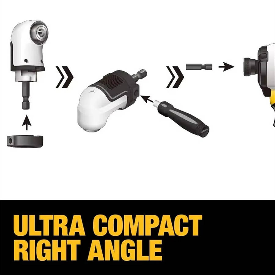 Black - DWAMRASETFT-A9 for DEWALT Right Angle Drill Adaptor 4-in-1 Compact 1.5 in Head Height Impact