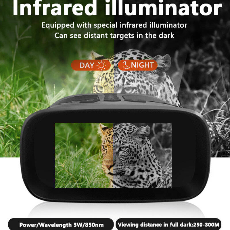 Black - Binoculars Camera Infrared Night Vision 2.5K 8X Optical Zoom 3'' IPS Screen Infrared Illumin