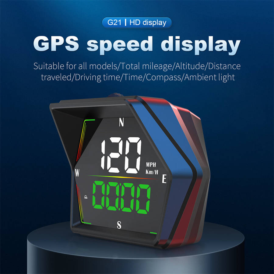 Black - WEIYING G21 Car HUD GPS Head Up Display 360 Rotation Digital Speedometer Large Font Compass