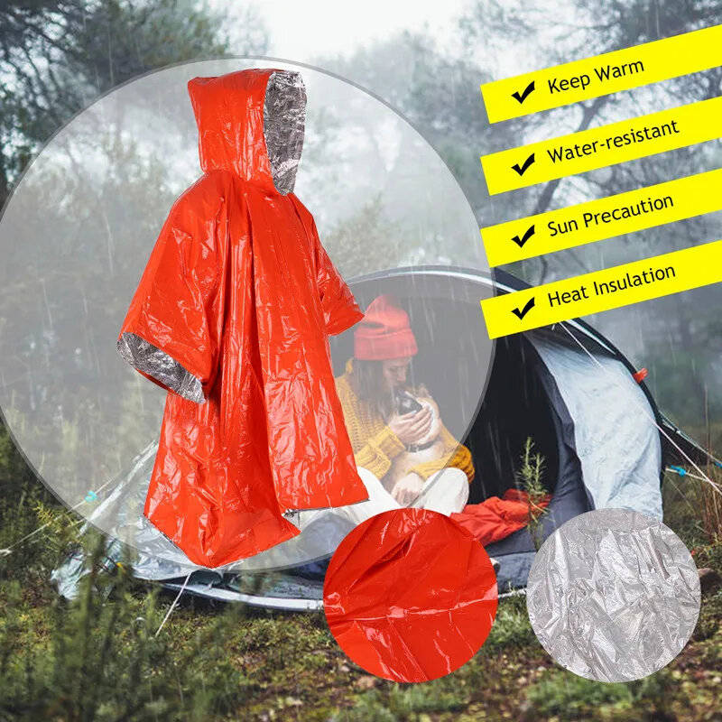 Orange - IPRee Outdoor First Aid Raincoat Camping Survival Blanket Desert Emergency Insulation Warm