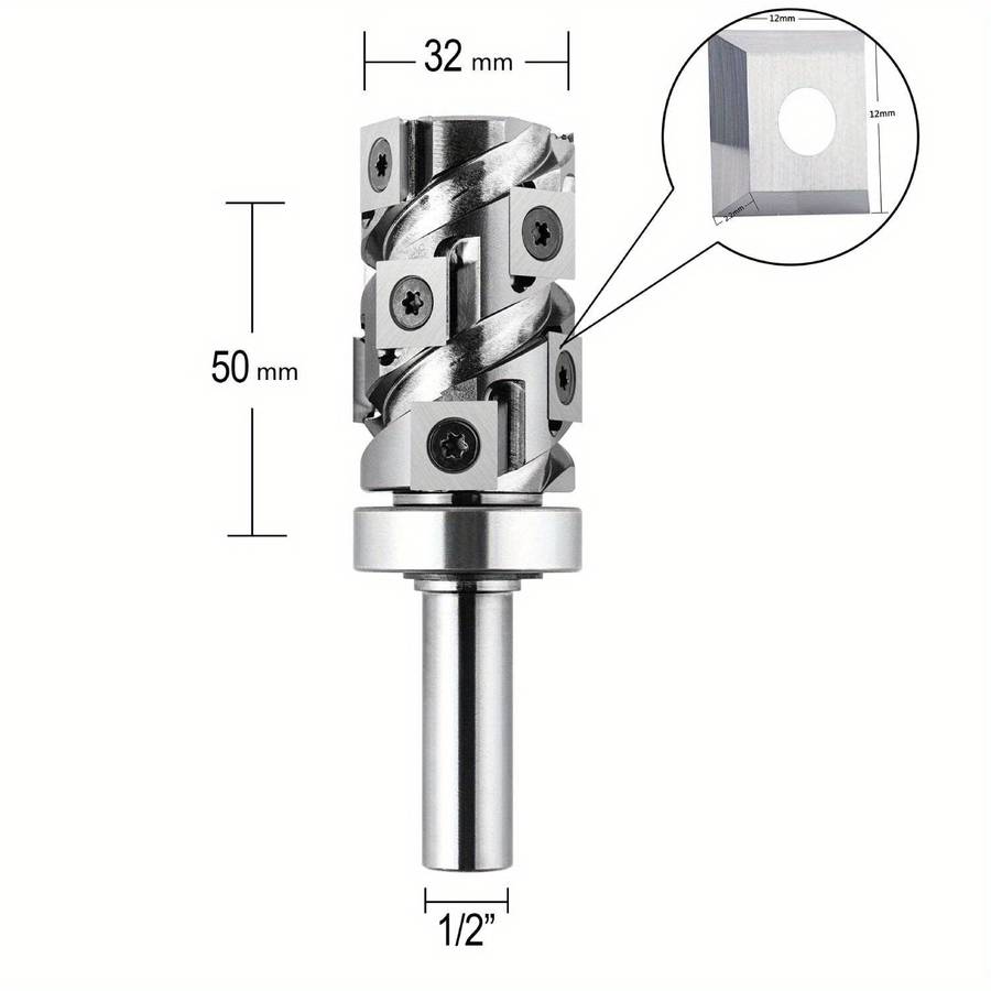 Type-B - Carbide Insert Flush Trim Router Bit 32mm Dia 1/2" Shank 50mm Cutting Length Top/Bottom Bea