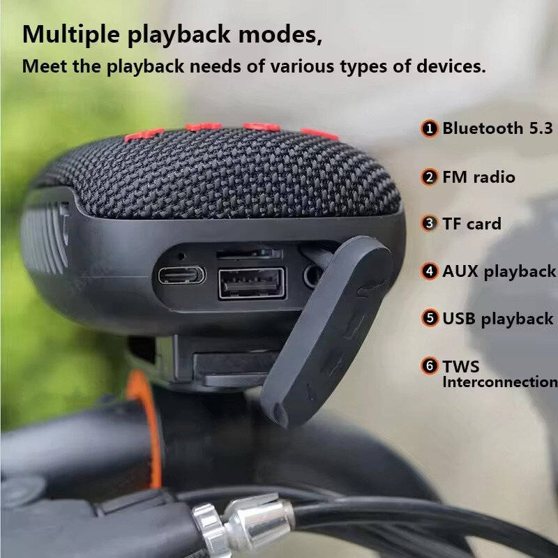 Black - T&G Bike-specific Wireless Speaker 45mm Large Horn HiFi Sound bluetooth V5.3 Waterproof Fash