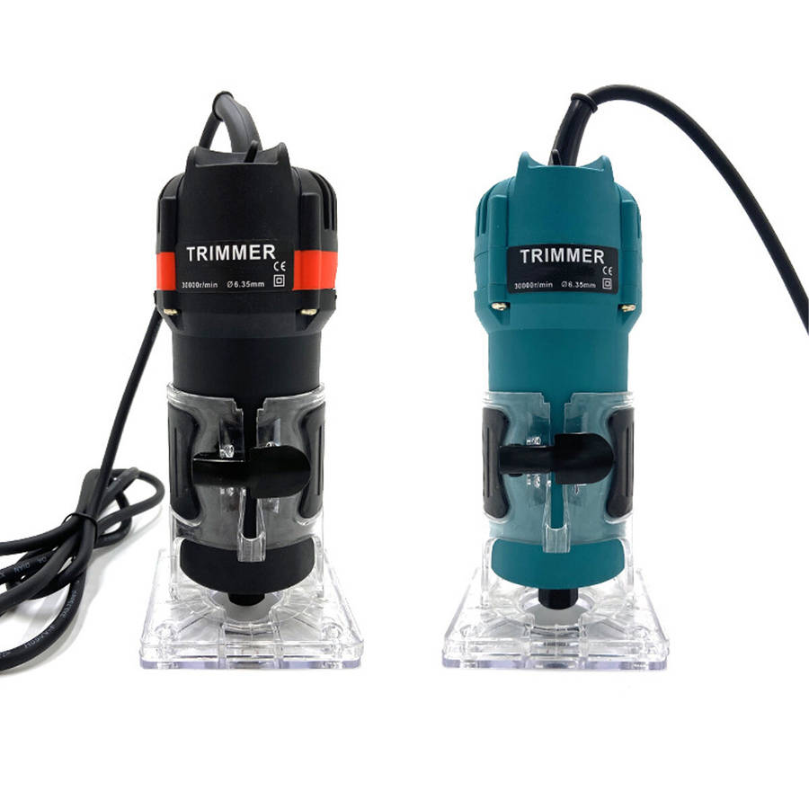 Blue - 110V/220V 30000RPM Electric Hand Trimmer Router 6.35mm Wood Laminate Palm Joiners Working Cut
