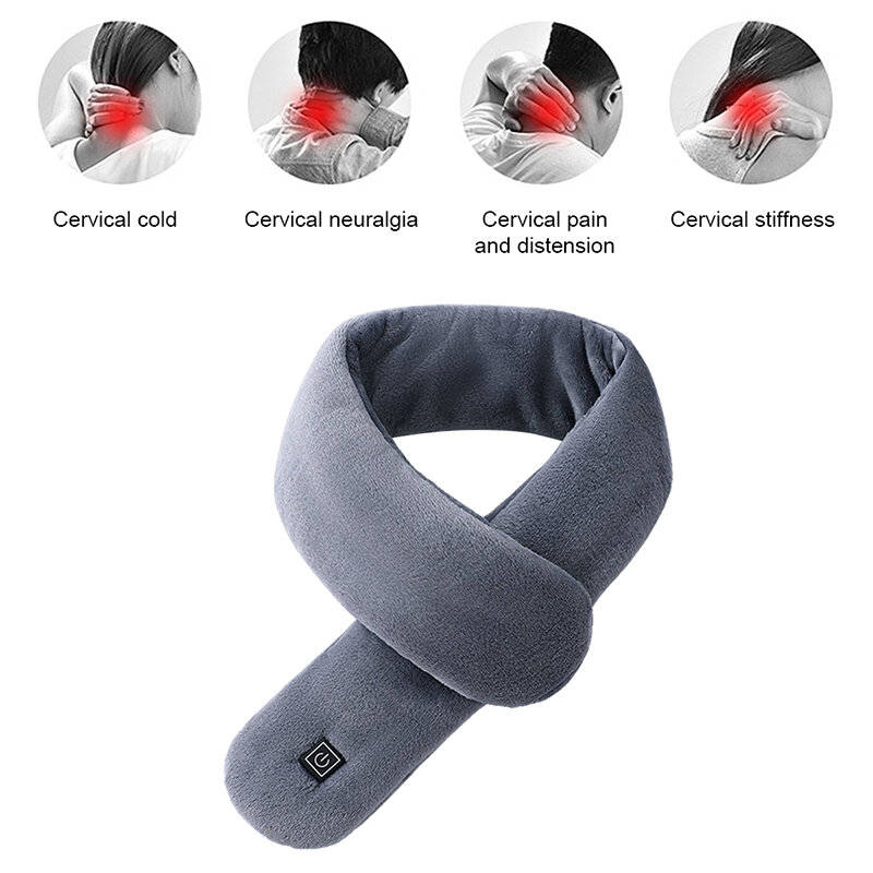 Khaki - TENGOO 3 Gears Electric Heating Scarf for Men's and Women's Adjustable USB Rechargeable Wint